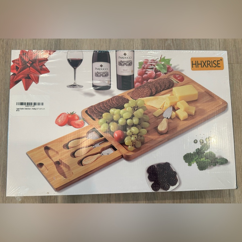 NIB Bamboo Cheese Board with tools